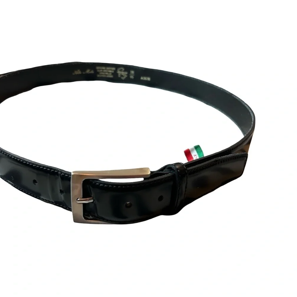 🇮🇹Italian Handmade Black Leather Belt – Size 38